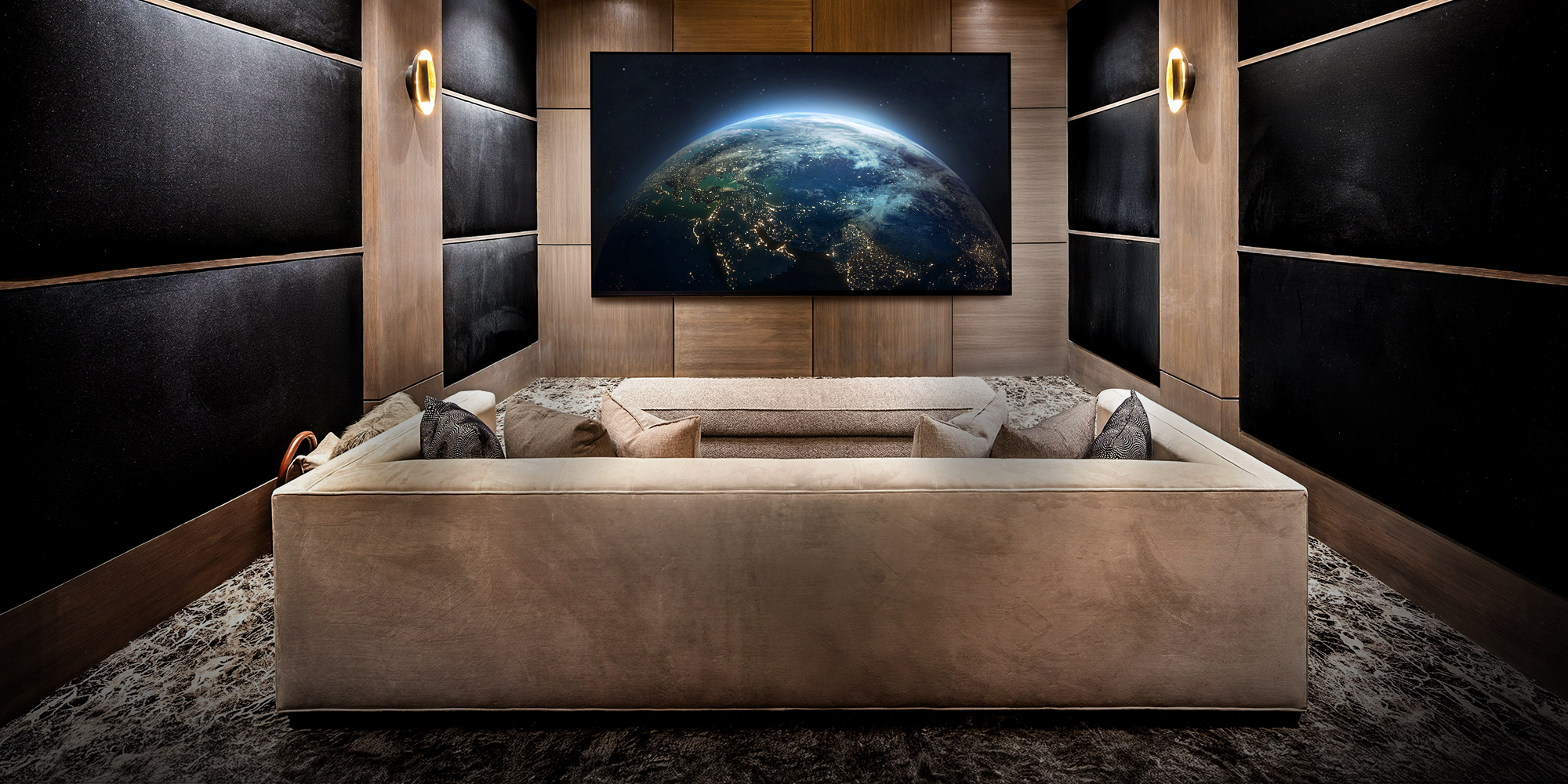 Integra Custom Integration luxury cinema room with planet on screen 2000x1000