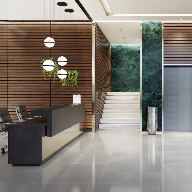 Integra Pro Amps 4500 DSP reception or security desk in large office apartment building Square No Overlay