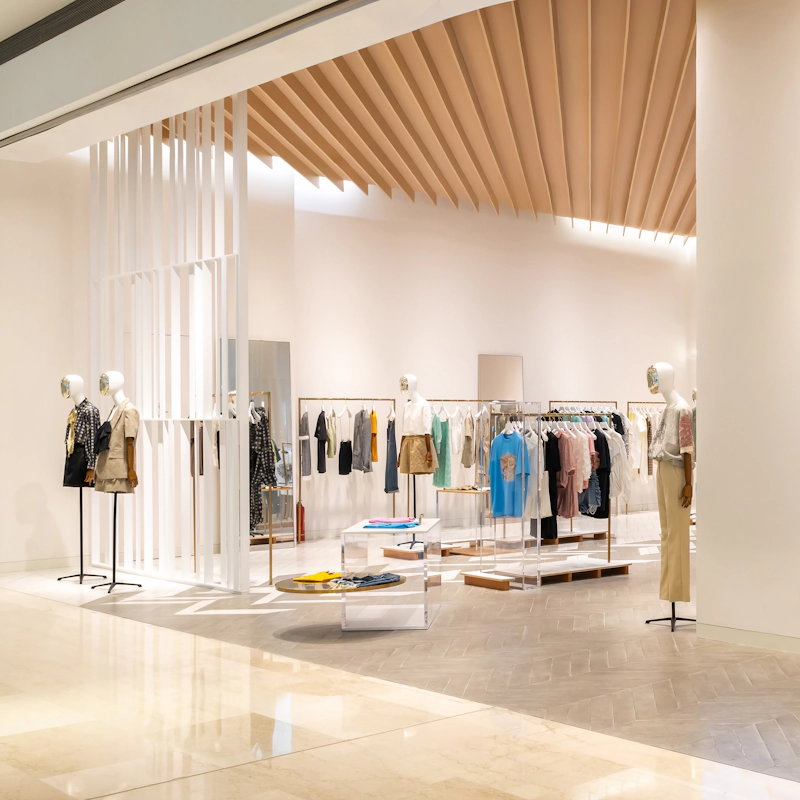 Integra Pro Amps 8125 DSP in high ceilinged boutique shop Square No Overlay
